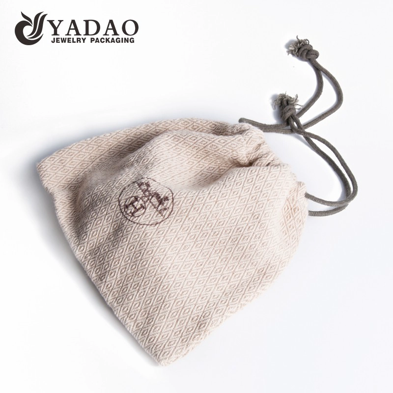 Fine and elegant pure colors to order Jute linen jewelry gift case for jewelry and gift