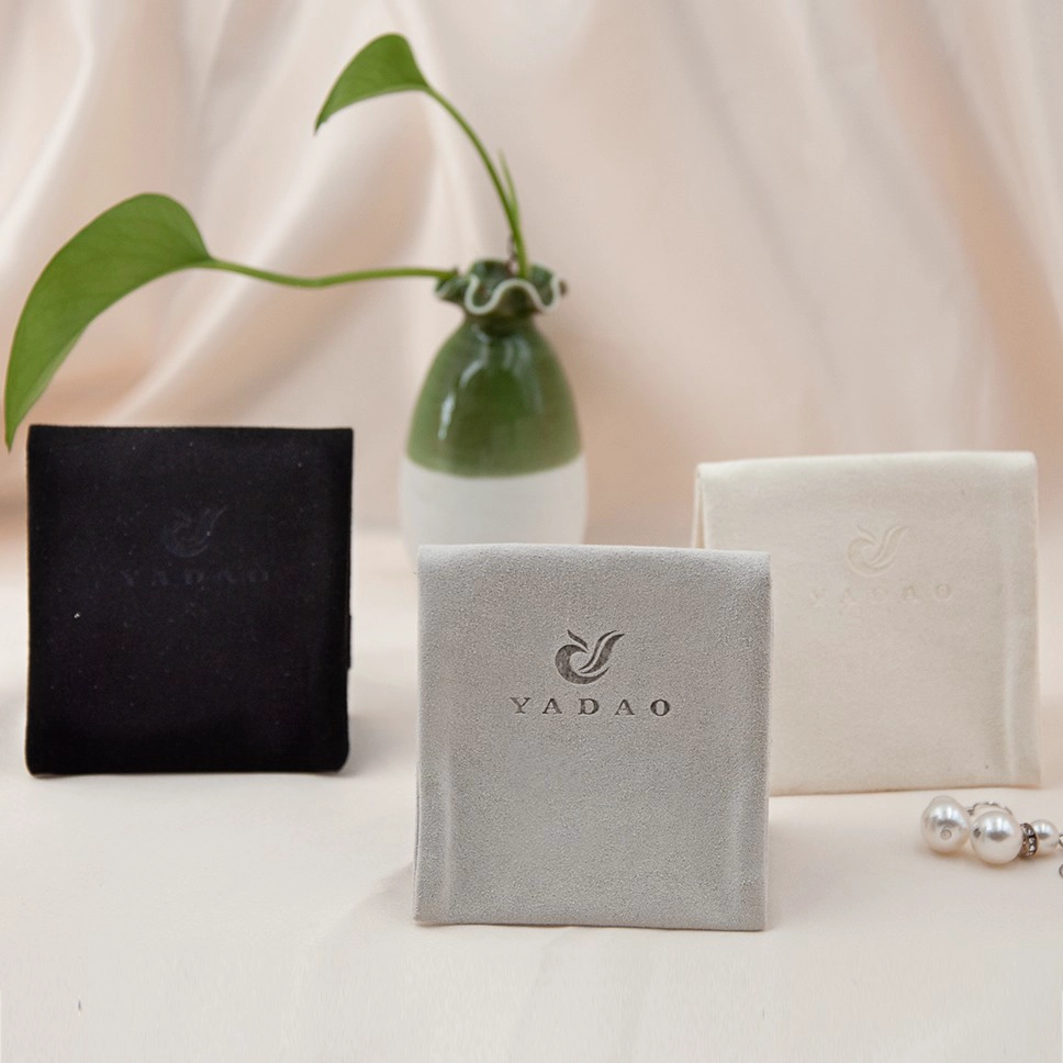 Mircofiber jewelry pouch packaging bag double side pouch with paper box