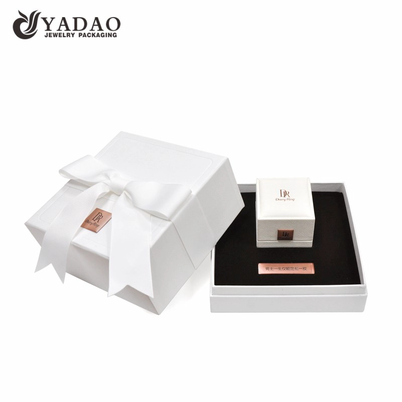 New arrival pu leather luxury popular jewelry box diamonds box white packaging box
