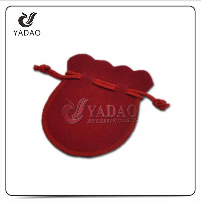 porcelana 2016 de alta calidad bolsa de terciopelo bordado de logotipo de encargo de la joyería de regalo de color rojo forma de campana de la bolsa velevt acepta color de impresión de forma gratuita fabricante