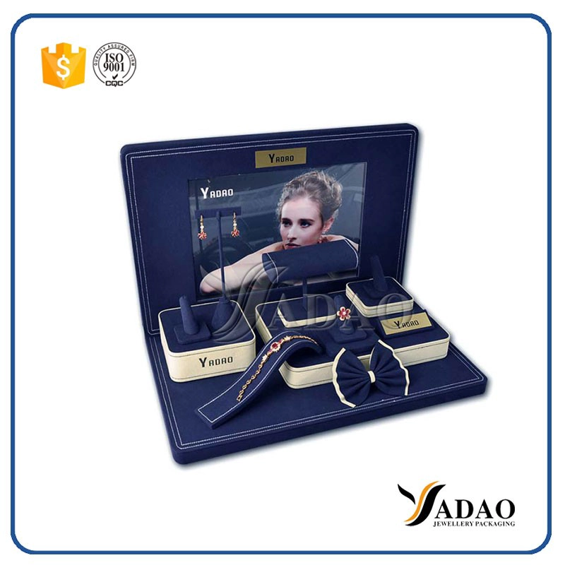 China 2017 fresh design in H.K international jewelry show hot-sale custom wholesale designable mdf+microfiber jewelry showcase manufacturer