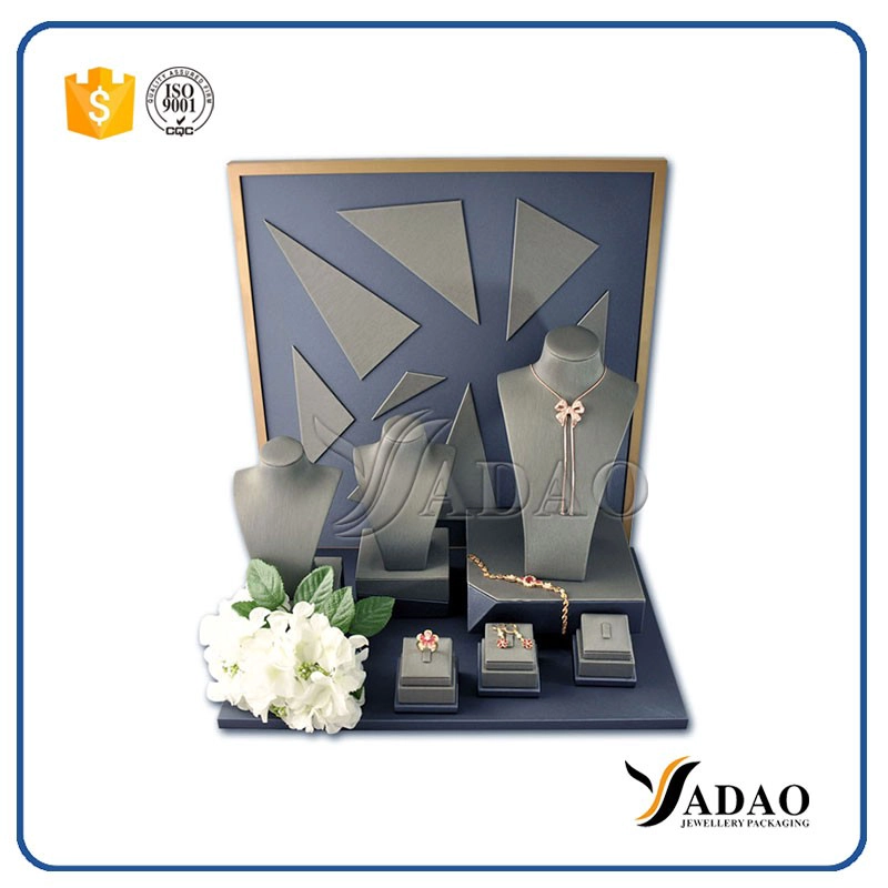 China 2017 fresh design in H.K international jewelry show hot-sale custom wholesale designable mdf+microfiber jewelry showcase manufacturer