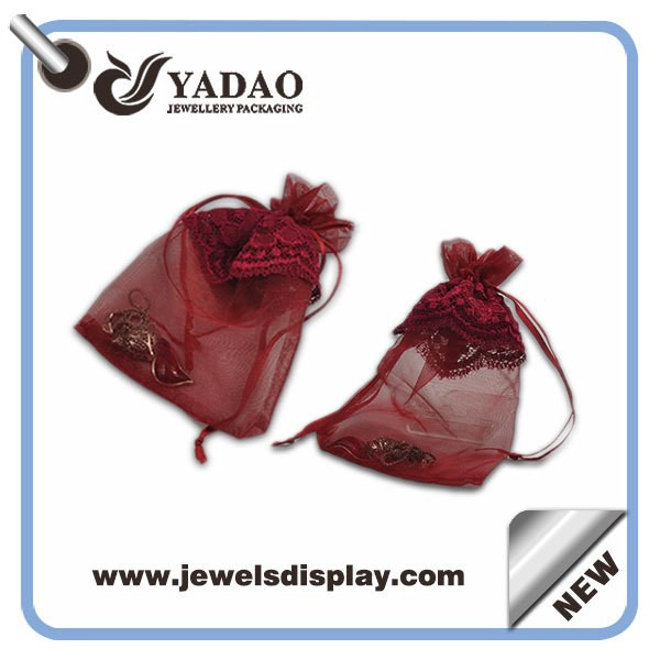 China Beautiful popular hot-sale transparent lace custom size and color good look silk pouch for jewelry packaging manufacturer