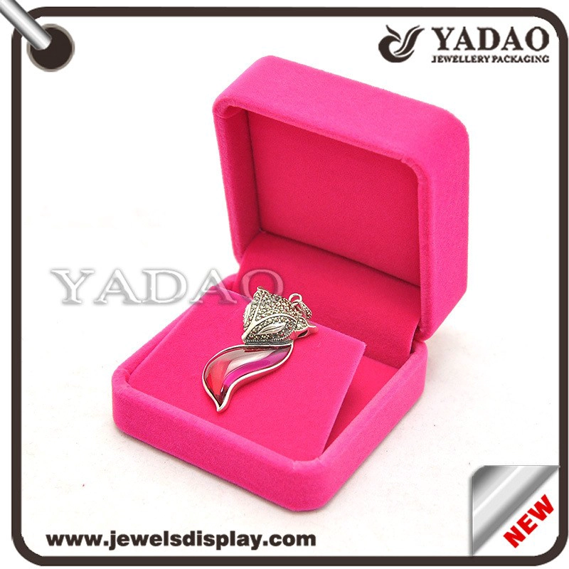 China China wholesale MOQ 500 one set of pink color flocking jewelry and gift boxes for rings necklaces earring bracelets packing velvet box manufacturer