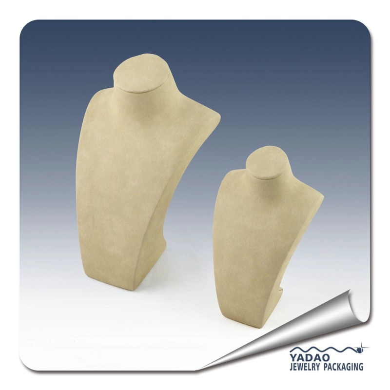 China Custome size and color resin display stand bust covered with velvet for necklace in jewelry store cabinet  wholesale manufacturer