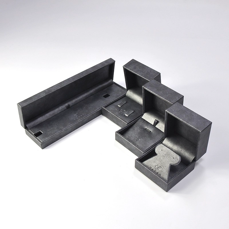 China Design and custom pu leather bracelet insert bracelet box jewelry packaging with gray color logo size manufacturer