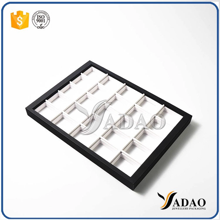 China Different optional simple color size customize display tray with square space mdf leather making for jewelery manufacturer