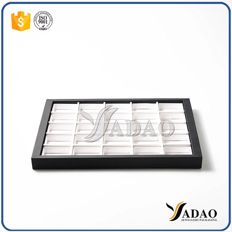China Different optional simple color size customize display tray with square space mdf leather making for jewelery manufacturer