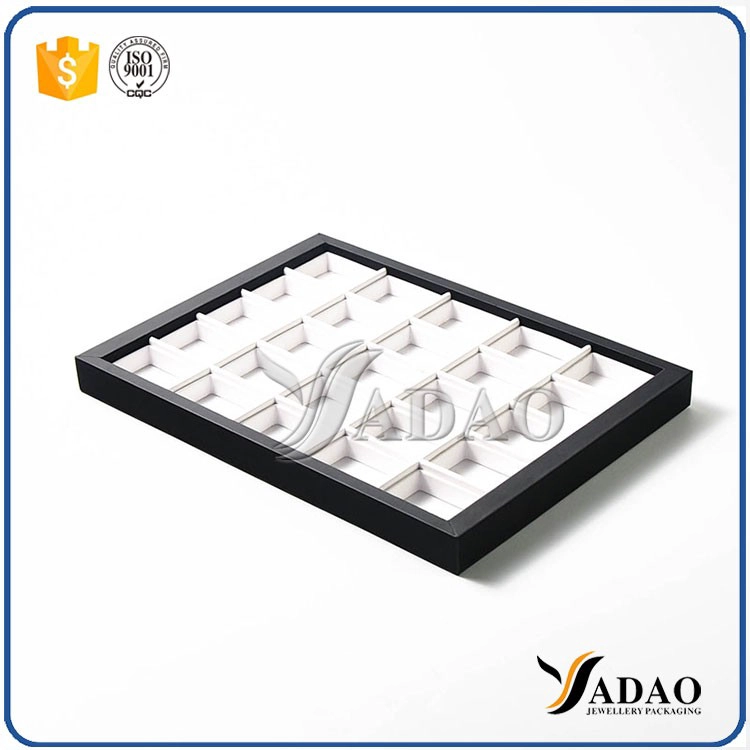 China Different optional simple color size customize display tray with square space mdf leather making for jewelery manufacturer