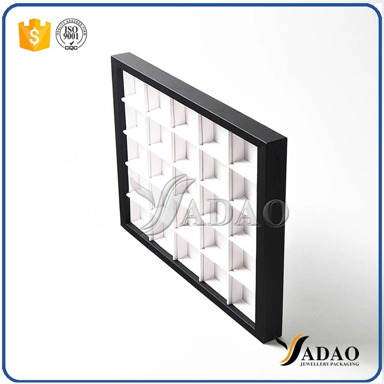 China Different optional simple color size customize display tray with square space mdf leather making for jewelery manufacturer