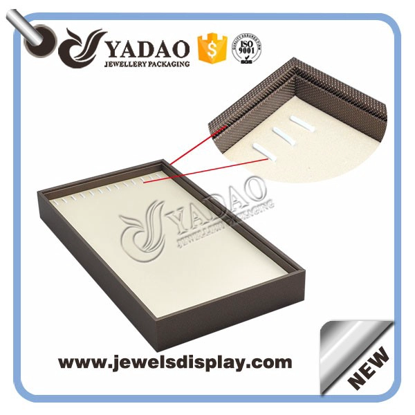China Elegant leather any color wooden display tray for necklace and long chain manufacturer