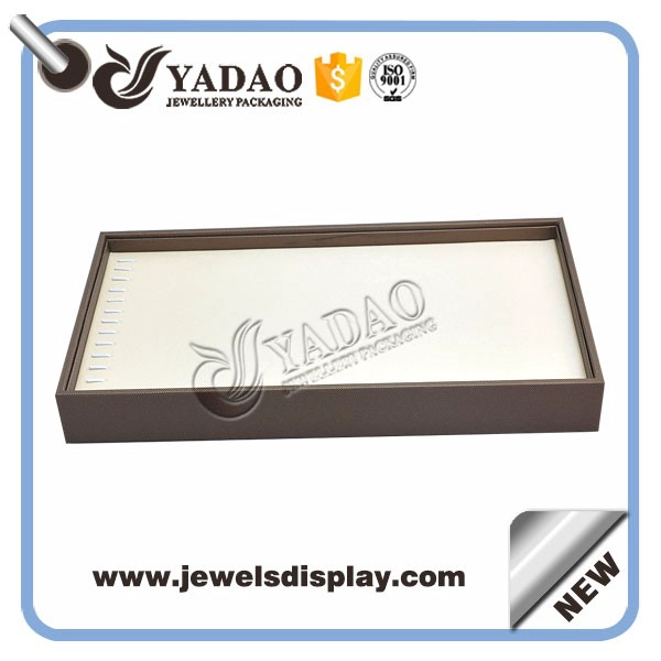 China Elegant leather any color wooden display tray for necklace and long chain manufacturer