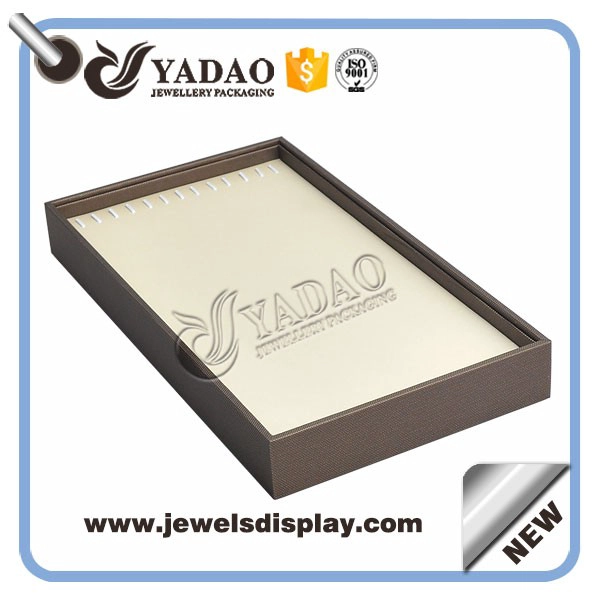 China Elegant leather any color wooden display tray for necklace and long chain manufacturer