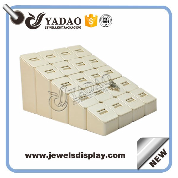 China High quantity leather covered wooden ring display stand have kind of color for you choose manufacturer