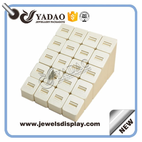 China High quantity leather covered wooden ring display stand have kind of color for you choose manufacturer