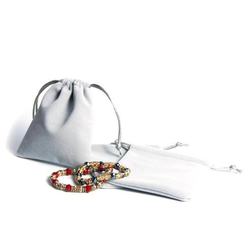 Китай Hot selling soft -touch handmade drawstring grey velvet pouch with customized size, color and logo производителя