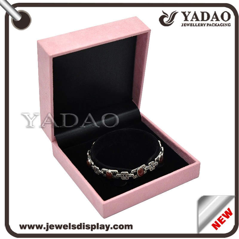 China Jewelry Packing Products Manufacture Jewelry Boxes Pink Color Packaging Box Pastic Covered Velvet Gift  Box Jewelry Display Box Supplier manufacturer