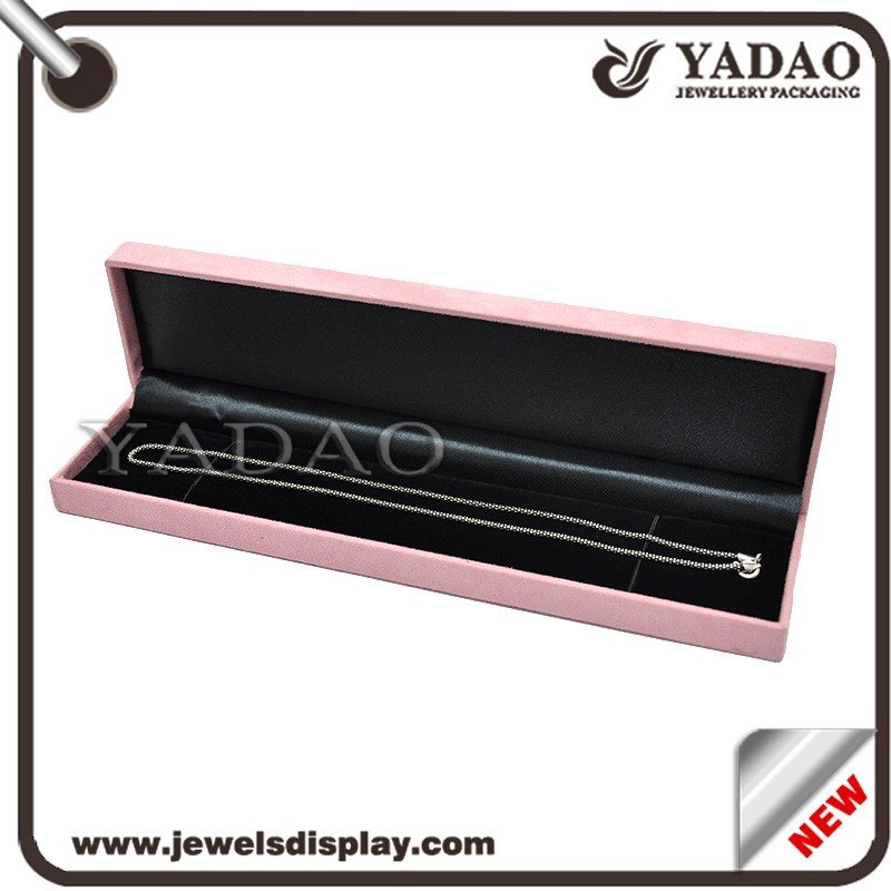 China Jewelry Packing Products Manufacture Jewelry Boxes Pink Color Packaging Box Pastic Covered Velvet Gift  Box Jewelry Display Box Supplier manufacturer