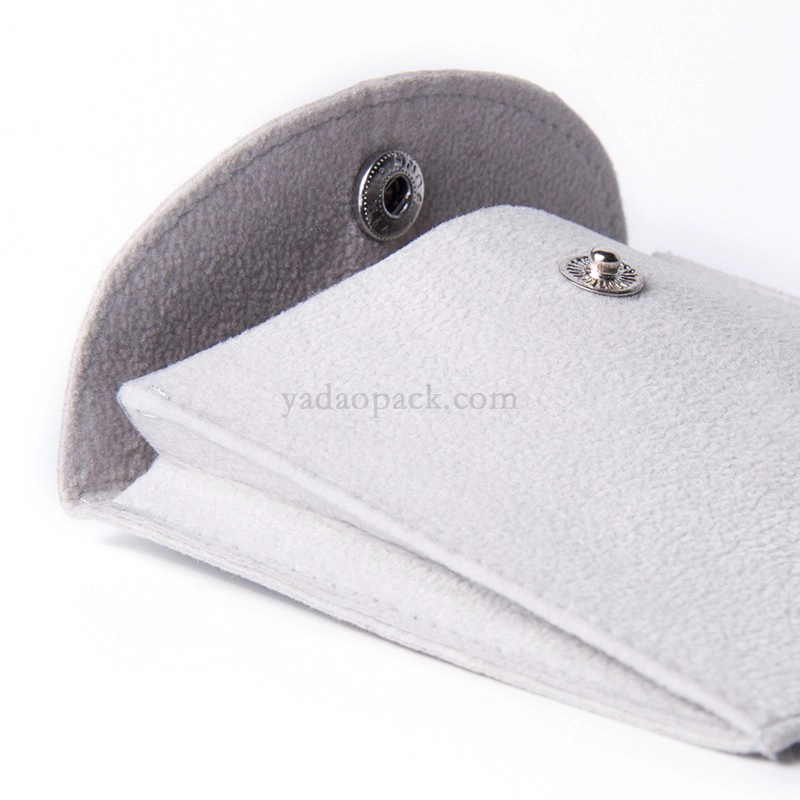China More colors personalized logo print jewelry pouch Snap button bags custom earrings packaging pouch Brooch ring gift bags style manufacturer