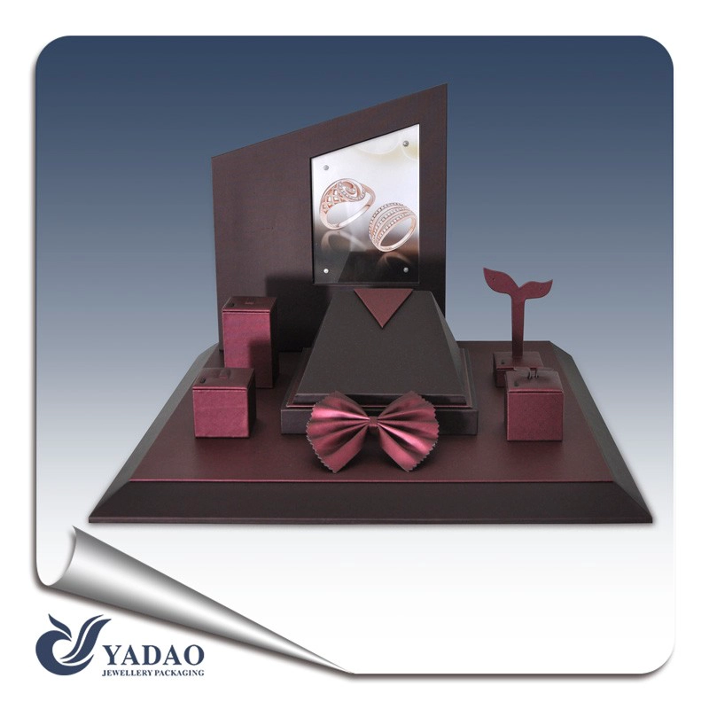 China OEM,ODM available mini size custom easy to take dark color hansome appearance mdf jewelry display showcase/props manufacturer