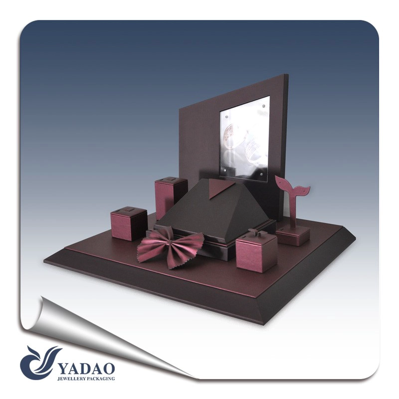 China OEM,ODM available mini size custom easy to take dark color hansome appearance mdf jewelry display showcase/props manufacturer