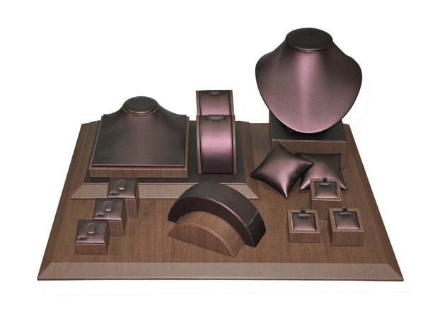 China OEM,ODM available mini size custom easy to take dark color hansome appearance mdf jewelry display showcase/props manufacturer