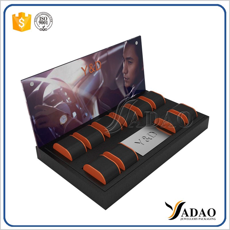 China OEM,ODM available mini size custom easy to take dark color hansome appearance mdf jewelry display showcase/props manufacturer