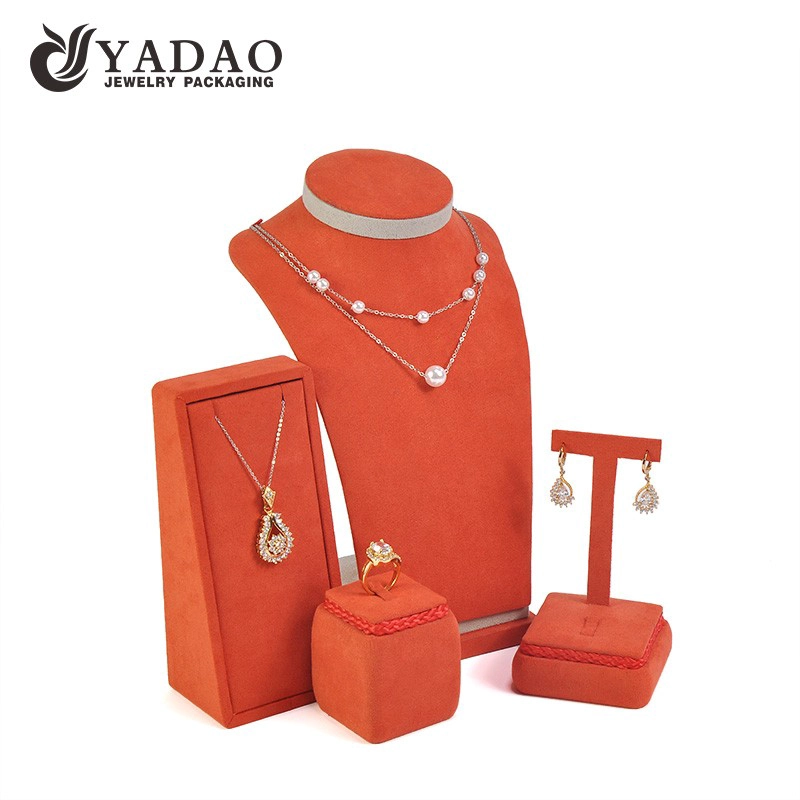 China Orange color tassel decoration display microfiber jewelry display set manufacturer