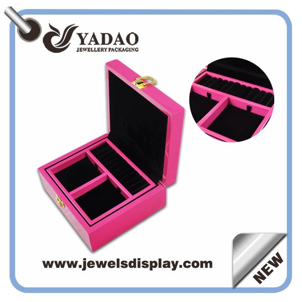 China Pink wooden jewelry container boxes,jewelry packing boxes ,jewelry storage boxes for jewelry shop and home decorating wholesale manufacturer