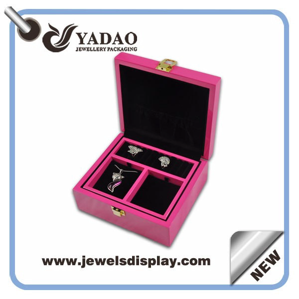 China Pink wooden jewelry container boxes,jewelry packing boxes ,jewelry storage boxes for jewelry shop and home decorating wholesale manufacturer