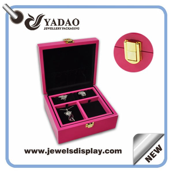 China Pink wooden jewelry container boxes,jewelry packing boxes ,jewelry storage boxes for jewelry shop and home decorating wholesale manufacturer