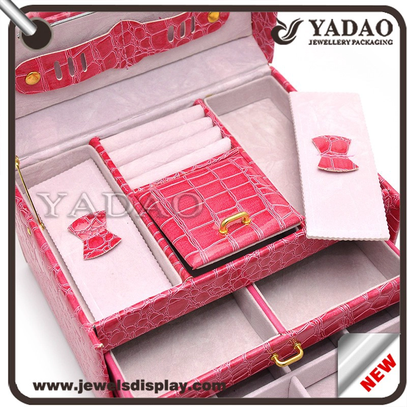 China Supplier of Fashion Jewelry Box Wooden Covered Leatherette Paper Packaging Box Creative Structure Red Color Storage Box for Jewellery or Luxury Goods manufacturer