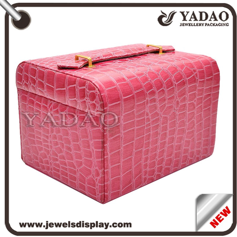 China Supplier of Fashion Jewelry Box Wooden Covered Leatherette Paper Packaging Box Creative Structure Red Color Storage Box for Jewellery or Luxury Goods manufacturer