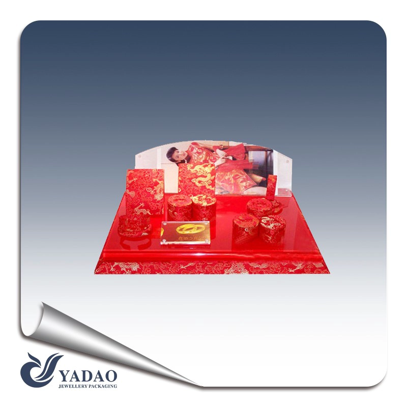 China Wholesale custom jewellery display of china traditional wedding theme decorate showcase for jewelry shop counter presentation manufacturer