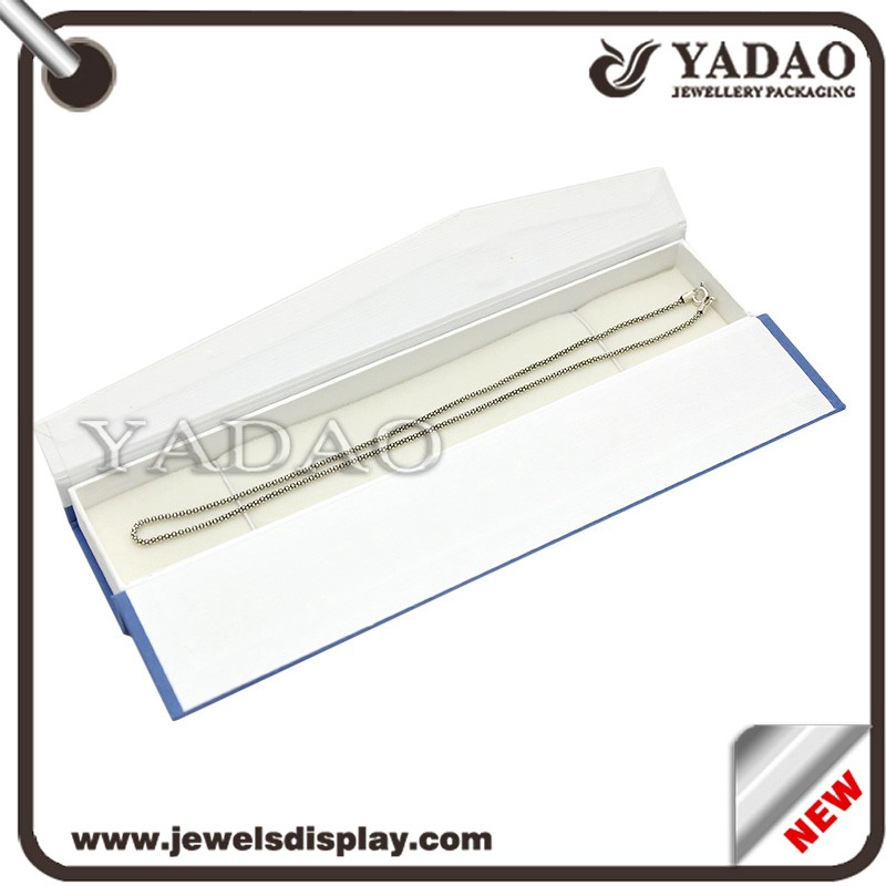 China Wholesale custom newest design white and blue color cardboard packing boxes with ribbon for jewellery storage paper gift box manufacturer
