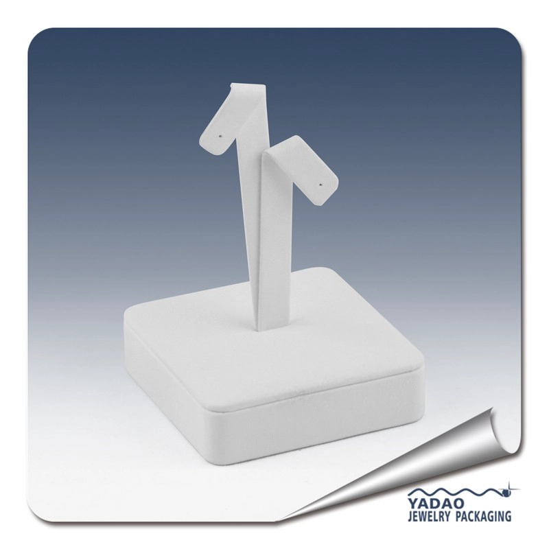 China Wholesales Jewelry Display Stand MDF+ PU White Color PU Leather or White Color Velvet Earring Display Stand manufacturer