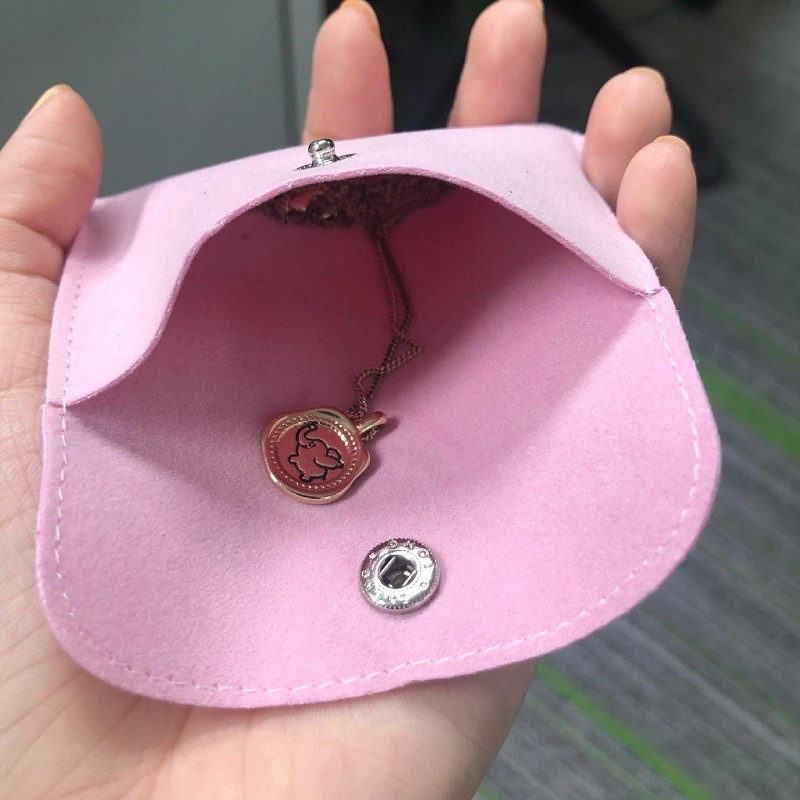 China Yadao candy pink color pouch jewelry packaging bag wih snap closure for bangle necklace manufacturer