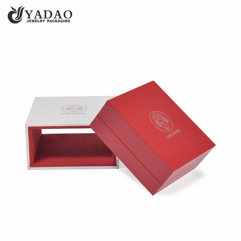 China Yadao luxury jewelry box red color plastic box with sleeve outside in two different colors finished manufacturer