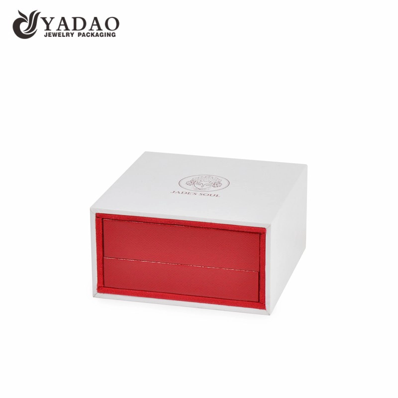 China Yadao luxury jewelry box red color plastic box with sleeve outside in two different colors finished manufacturer