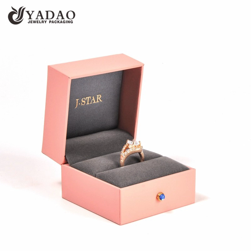 China Yadao wholesale jewelry box ring earrings pendant packaging box in dirty pink color with diamond decorated manufacturer