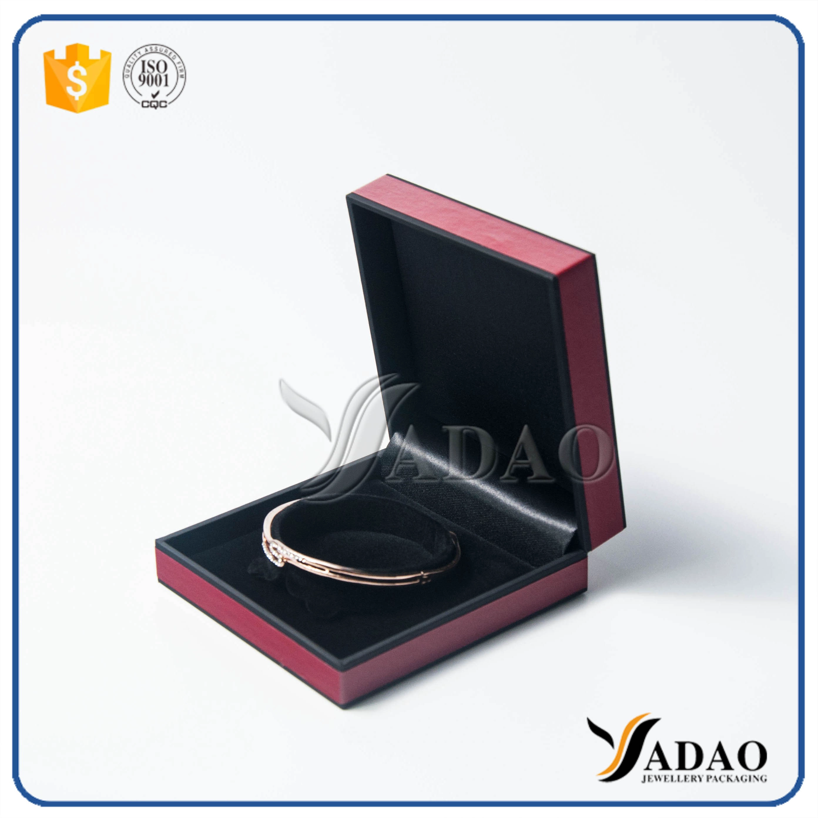China adorable double color decorated leatherette paper velvet palstic box set for rings/earrings/pendant,etc. manufacturer