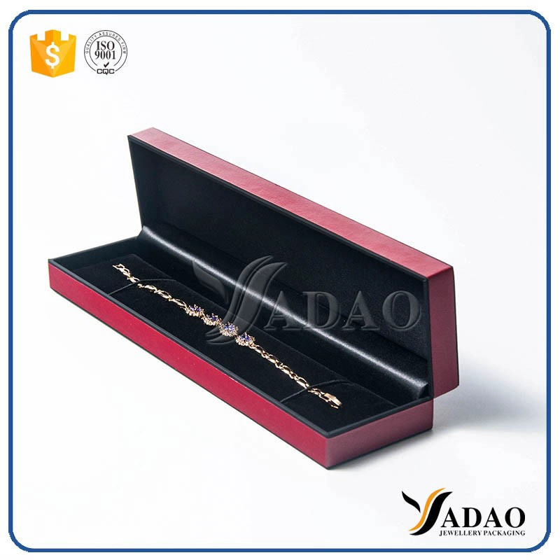 China adorable double color decorated leatherette paper velvet palstic box set for rings/earrings/pendant,etc. manufacturer