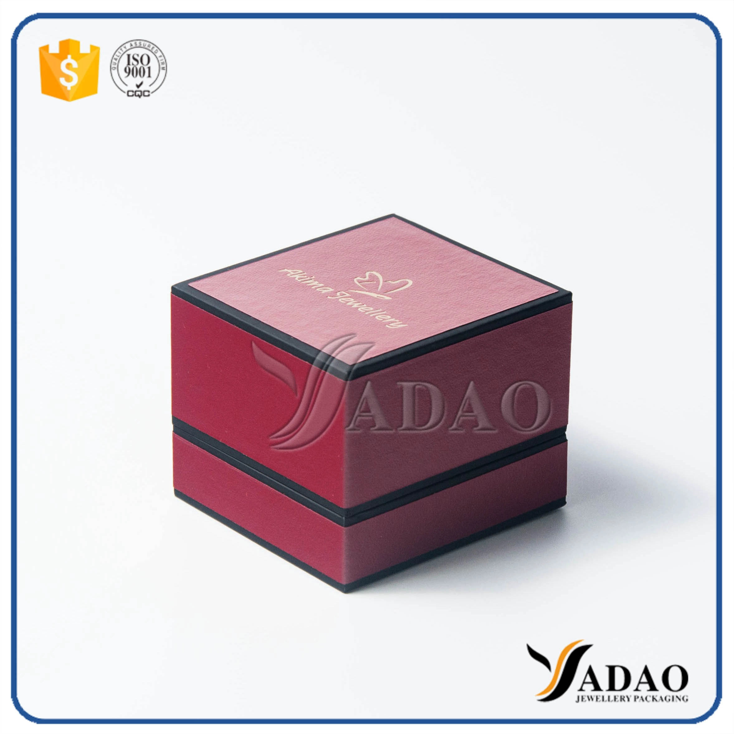 China adorable double color decorated leatherette paper velvet palstic box set for rings/earrings/pendant,etc. manufacturer
