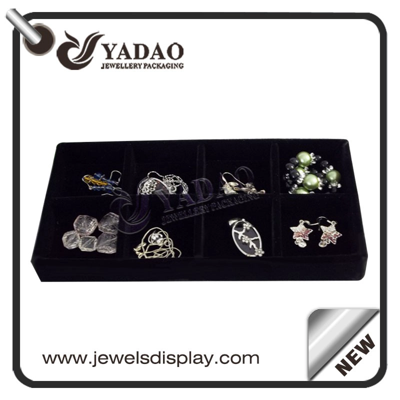 China custom available flexible size color small square design mdf +velvet/leatherette display trays for ring/bracelet/necklace manufacturer