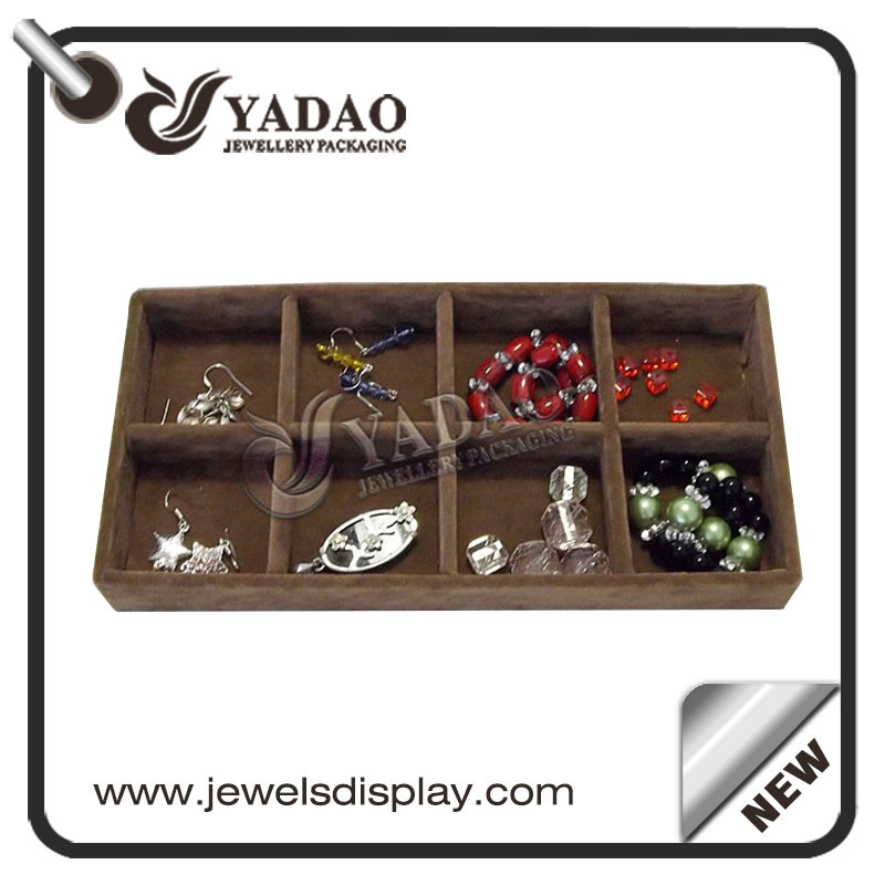 China custom available flexible size color small square design mdf +velvet/leatherette display trays for ring/bracelet/necklace manufacturer