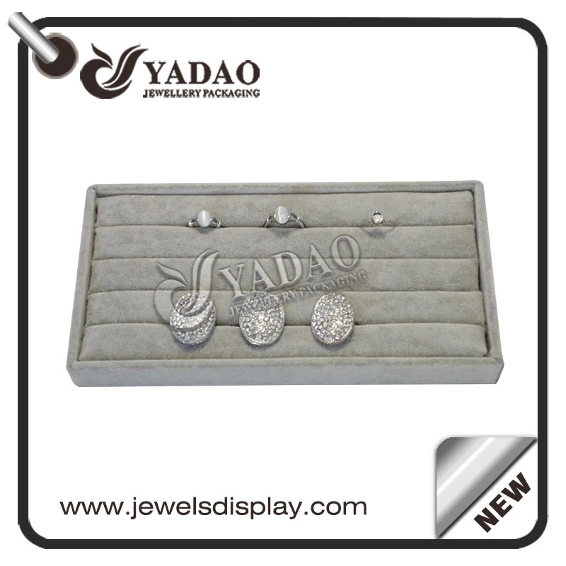 China custom available flexible size color small square design mdf +velvet/leatherette display trays for ring/bracelet/necklace manufacturer
