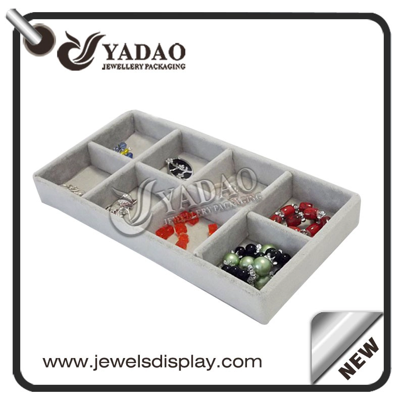 China custom available flexible size color small square design mdf +velvet/leatherette display trays for ring/bracelet/necklace manufacturer
