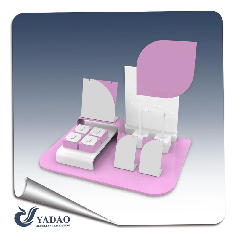 China custom colored lacquer acrylic jewelry display design jewelry display set manufacturer
