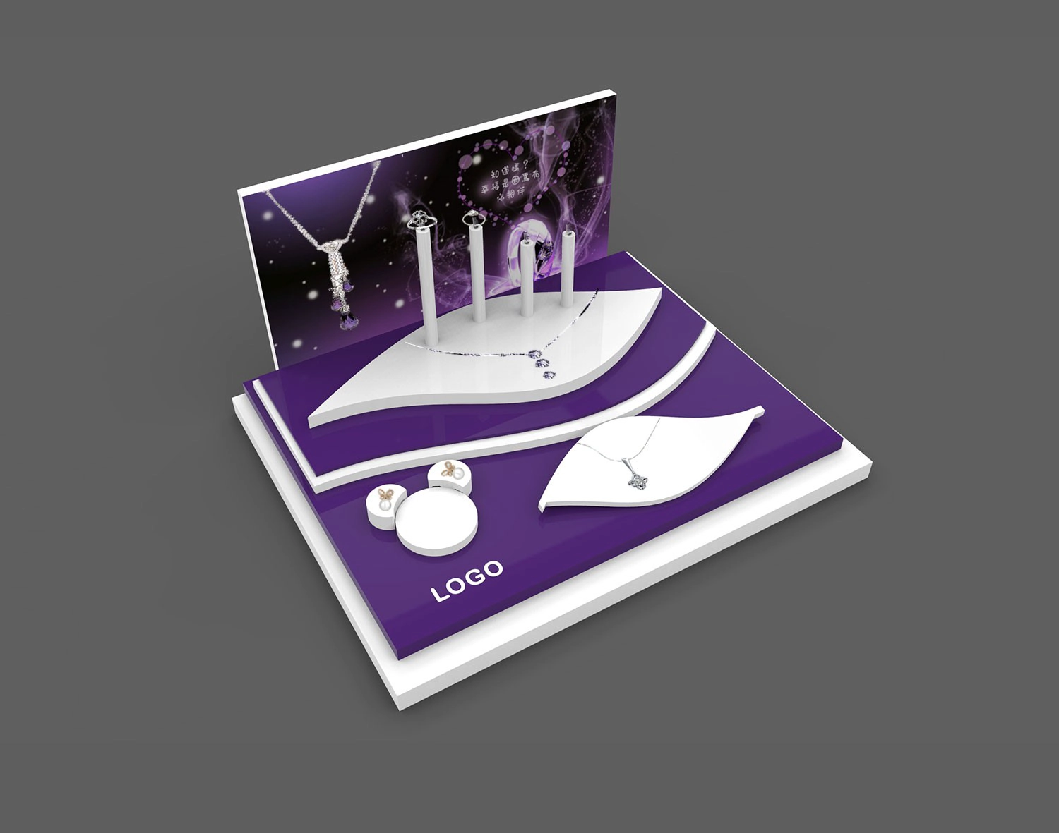 China custom colored lacquer acrylic jewelry display design jewelry display set manufacturer