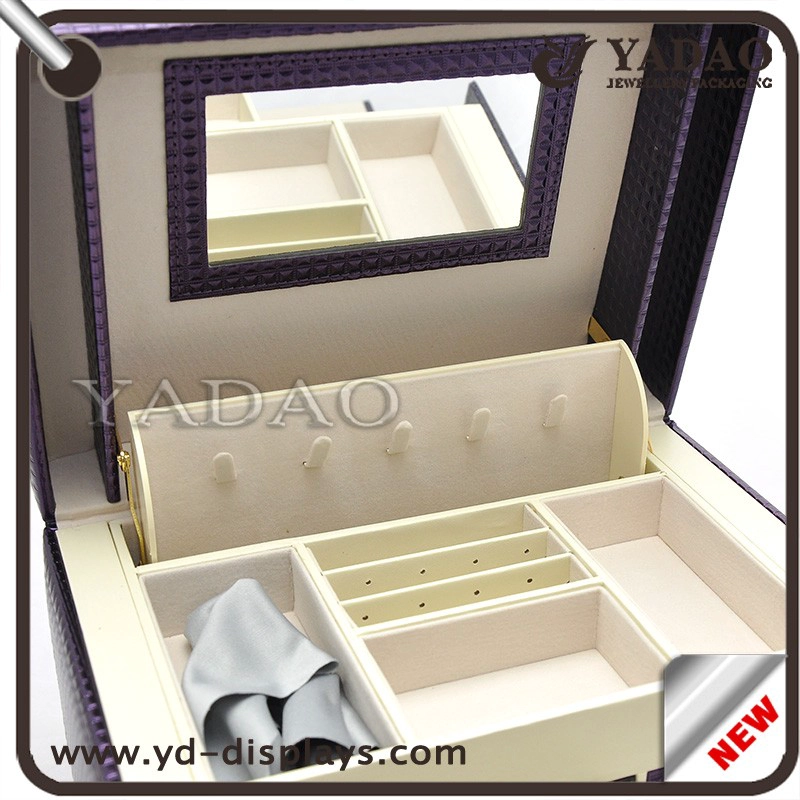 China customize useful wooden packaging box case jewelry storage display wooden boxcase purple color manufacturer